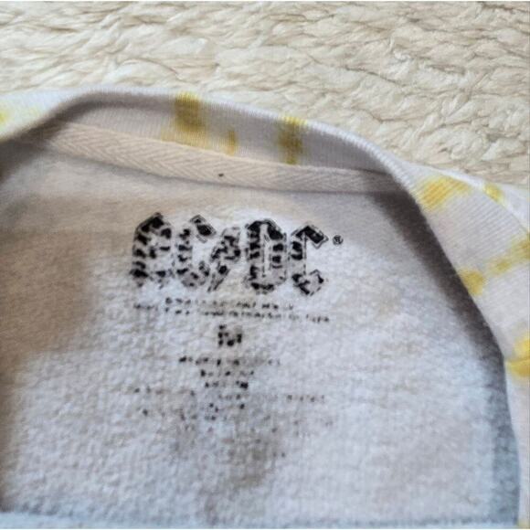 AC/DC White and Green Cropped Front Tie Crew Neck Sweatshirt, Size Medium - Picture 2 of 5